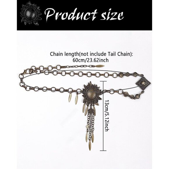 Women Viking Head Chain Jewelry Halloween Cosplay Antique Bronze Fit main image 7